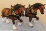 2 BUDWEISER CLYDESDALES FIGURINES