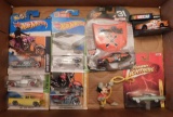 FLAT BOX OF MOSTLY TOY VEHICLES W/PACKAGES