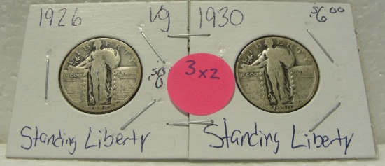 1926, 1930 STANDING LIBERTY QUARTERS - 2 TIMES MONEY