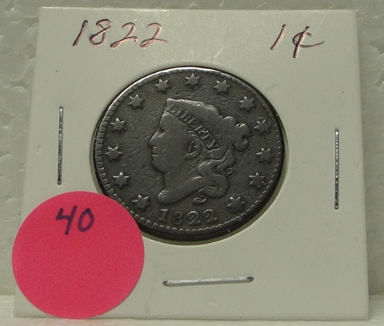 1822 CORONET HEAD LARGE CENT