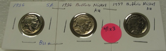 2 - 1936, 1937 BUFFALO NICKELS - 3 TIMES MONEY
