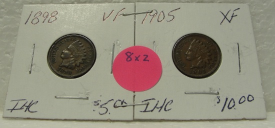 1898, 1905 INDIAN HEAD CENTS - 2 TIMES MONEY