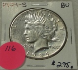 1924-S BU SILVER PEACE DOLLAR