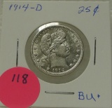 1914-D BU BARBER QUARTER