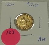 1861 2 1/2 DOLLAR LIBERTY GOLD COIN