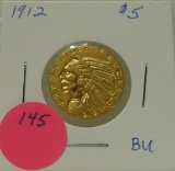 1912 BU 5 DOLLAR INDIAN HEAD GOLD COIN