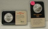 2 - SILVER EAGLE DOLLARS - SEALED, 2000 AND 2001