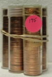 5 ROLLS CHOICE BU LINCOLN CENTS - 1955-D, 55-S, 2 - 58-D, 61