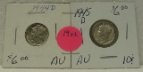 1944-D, 1945-D MERCURY DIMES - 2 TIMES MONEY