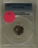 1963 SILVER ROOSEVELT DIME - GRADED MS66