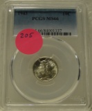 1943 MERCURY DIME - GRADED MS66