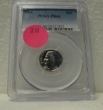 1961 SILVER ROOSEVELT DIME - GRADED PROOF 66