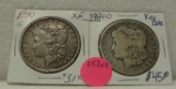 1890-S, 1894-O MORGAN SILVER DOLLARS - 2 TIMES MONEY