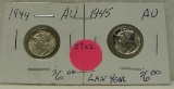 1944, 1945 MERCURY DIMES - 2 TIMES MONEY