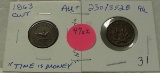 1863 TIME IS MONEY TOKEN, OUR COUNTRY TOKEN - 2 TIMES MONEY