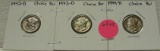 1942-D, 1943-D, 1944-D CHOICE BU MERCURY DIMES - 3 TIMES MONEY