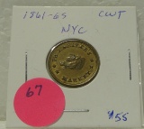 CIVIL WAR ERA PH. J. SEITER'S MARKET TRADE TOKEN - NEW YORK