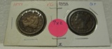 1844, 1853 BRAIDED HAIR LARGE CENTS - 2 TIMES MONEY