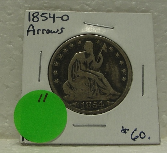 1854-O W/ARROWS SEATED LIBERTY HALF DOLLAR