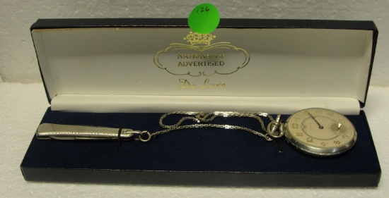 ILLINOIS POCKET WATCH, 2-BLADE KNIFE COMBO W/BOX