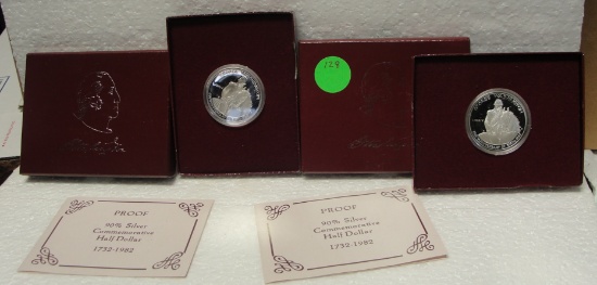 2 COMMEMORATIVE PROOF SILVER G. WASHINGTON HALF DOLLARS - 2 TIMES MONEY