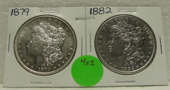 1879, 1882 MORGAN SILVER DOLLARS - 2 TIMES MONEY