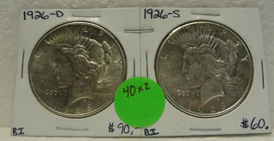 1926-D, 1926-S SILVER PEACE DOLLARS - 2 TIMES MONEY