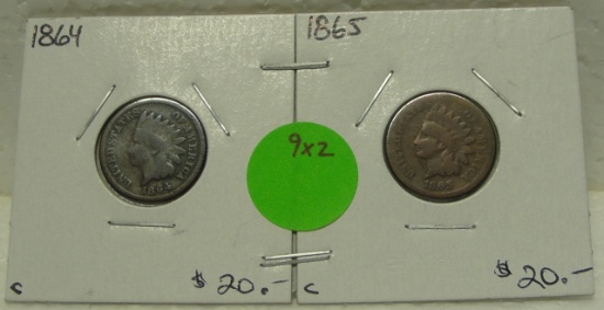 1864, 1865 INDIAN HEAD CENTS - 2 TIMES MONEY