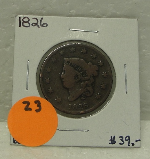 1826 CORONET HEAD LARGE CENT