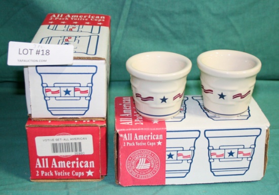 3 LONGABERGER ALL AMERICAN VOTIVE CUP SETS W/BOXES