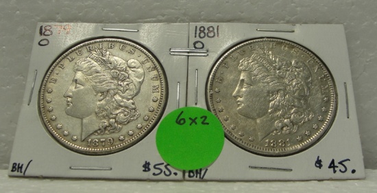 1879-O, 1881-O MORGAN SILVER DOLLARS - 2 TIMES MONEY