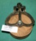 WOOD FARM PULLEY W/METAL FRAME, SWIVEL