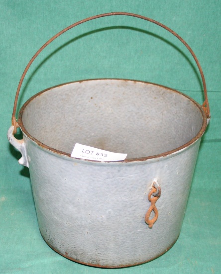 PORCELAIN OVER CAST IRON PAIL W/WIRE HANDLE - LOCAL PICKUP ONLY