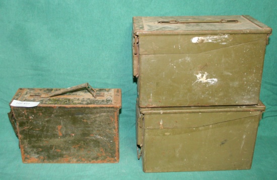 3 METAL MILITARY AMMUNITION BOXES