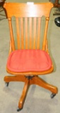 ANTIQUE MILWAUKEE CHAIR CO. OAK ROLLING OFFICE CHAIR - LOCAL PICKUP ONLY