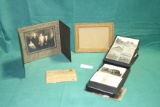 BLACK & WHITE PHOTOGRAPHS, WAR RATION BOOK, GOLD STYLE PICTURE FRAME