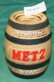 METZ BEER KEG CERAMIC COIN BANK