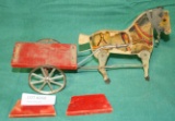 VTG. WOOD/METAL HORSE & BUGGY TOY PARTS