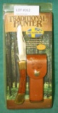 MOSSBERG TRADITIONAL HUNTER FOLDING KNIFE W/LEATHER SHEATH - N.O.S.
