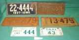 6 IOWA, COLORADO LICENSE PLATES - MOSTLY 1920'S, 30'S