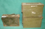 3 METAL MILITARY AMMUNITION BOXES