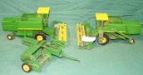 2 ERTL JOHN DEERE 6600 COMBINES, J.D. SQUARE BALER TOY - 3 TIMES MONEY