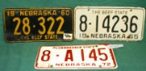 3 SINGLE 1960'S NEBRASKA LICENSE PLATES