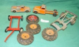 FLAT BOX OF ASSORTED METAL TOY PARTS