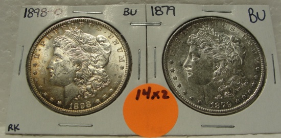 1879, 1898-O BU MORGAN SILVER DOLLARS - 2 TIMES MONEY