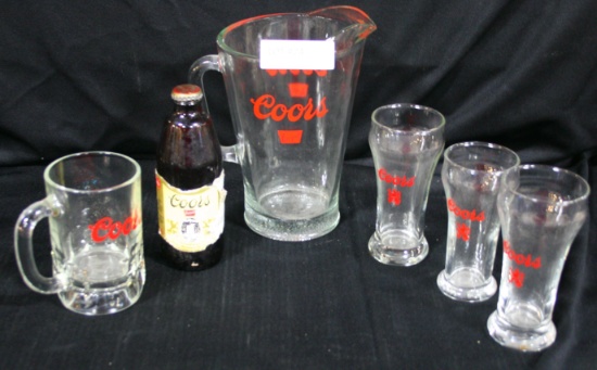 6 COORS BEER GLASS ADVERTISING COLLECTIBLES