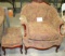 ANTIQUE VICTORIAN STYLE ARM CHAIR & OTTOMAN - LOCAL PICKUP ONLY