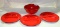 4 PCS. RED W/BLACK TRIM ENAMELWARE