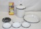 FLAT BOX OF ASSORTED BLACK/WHITE ENAMELWARE