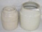2 STONEWARE CANISTER STYLE CROCKS - 1 W/LID